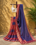 Dark Red Woven Pure Soft Silk Saree with Unstitched Blouse Piece