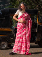 Navy Pure Tussar Silk Hand Painted Saree with Unstitched Blouse Piece