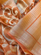 Navy Pure Tussar Silk Hand Painted Saree with Unstitched Blouse Piece (Copy)