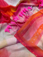 Dark Red Woven Pure Soft Silk Saree with Unstitched Blouse Piece (Copy)
