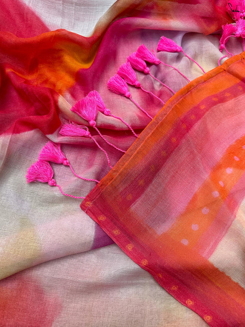 Dark Red Woven Pure Soft Silk Saree with Unstitched Blouse Piece (Copy)