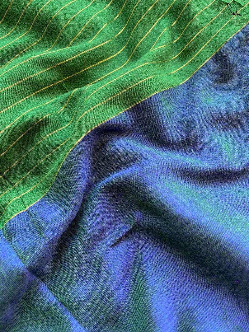 Light Yellow Bengal Pure Cotton Mulmul Kantha Printed Saree with Unstitched Blouse Piece