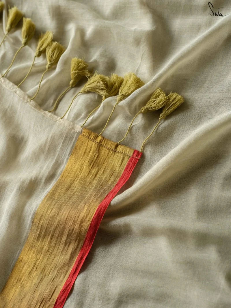 Yellow Pure Tissue Cotton Chanderi Eknaliya Saree with Unstitched Blouse Piece
