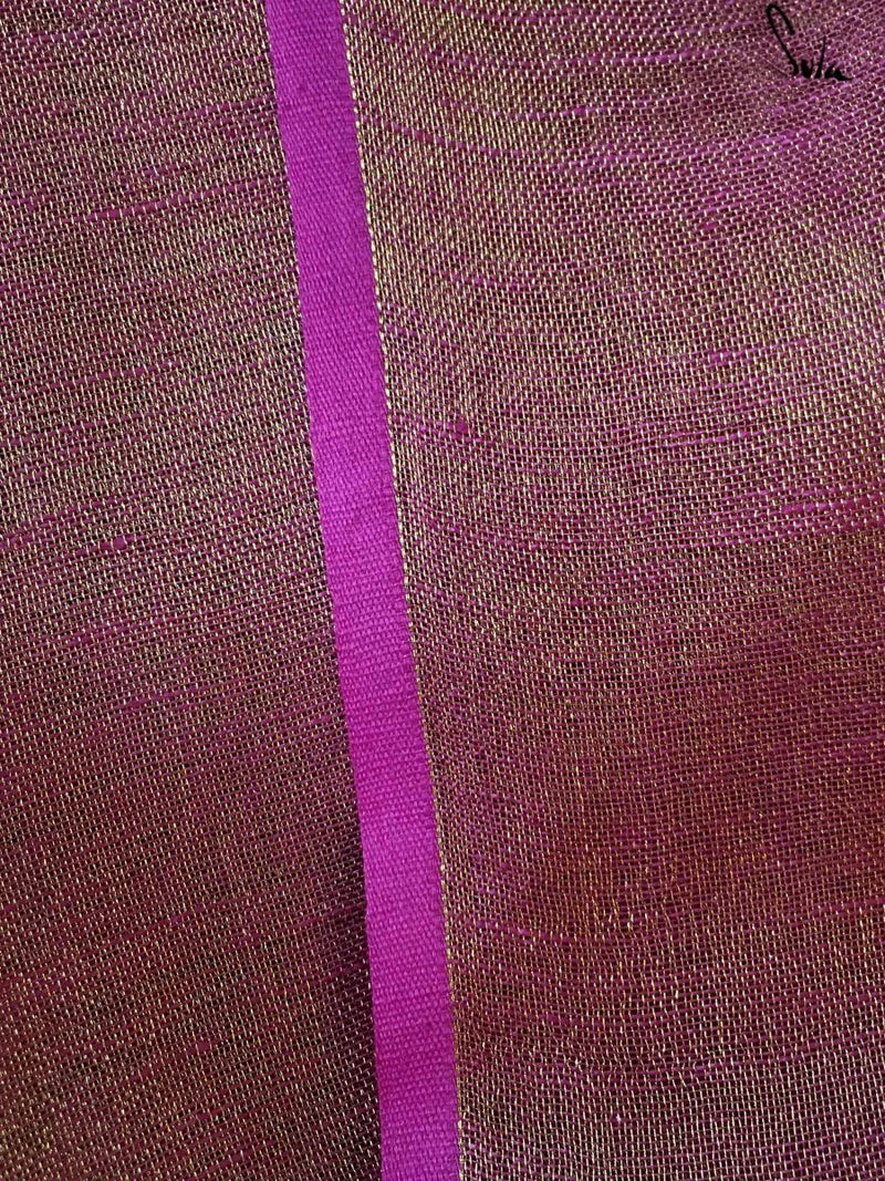 Navy Pure Tussar Silk Hand Painted Saree with Unstitched Blouse Piece