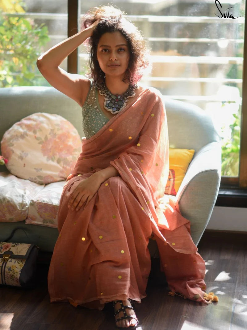 Dark Red Woven Pure Soft Silk Saree with Unstitched Blouse Piece